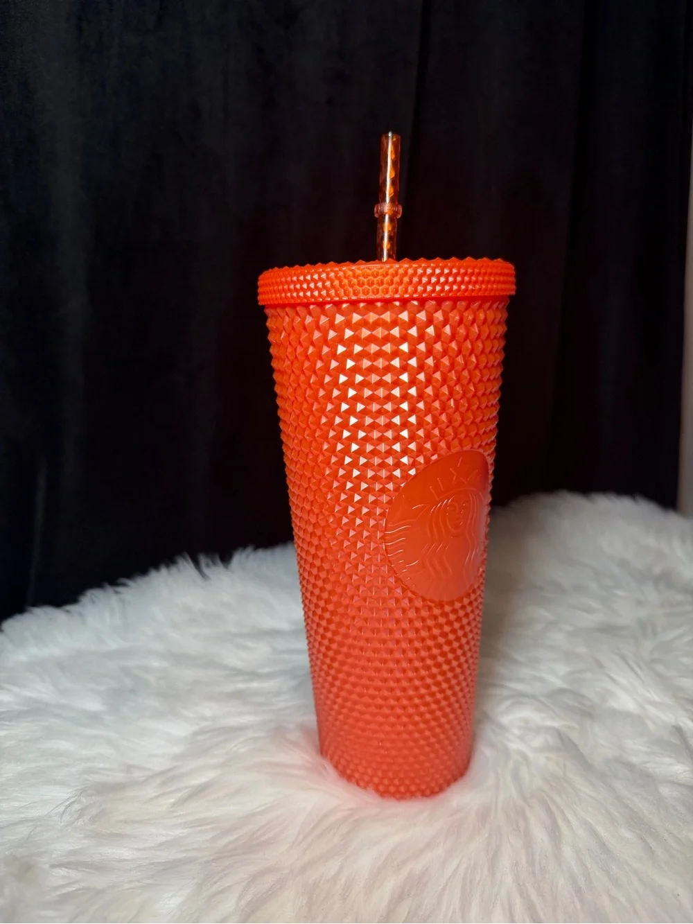 Starbucks 2022 Halloween Orange Studded Cold Cup Tumbler with Straw